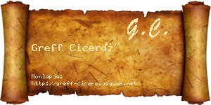 Greff Ciceró névjegykártya